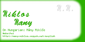 miklos many business card
